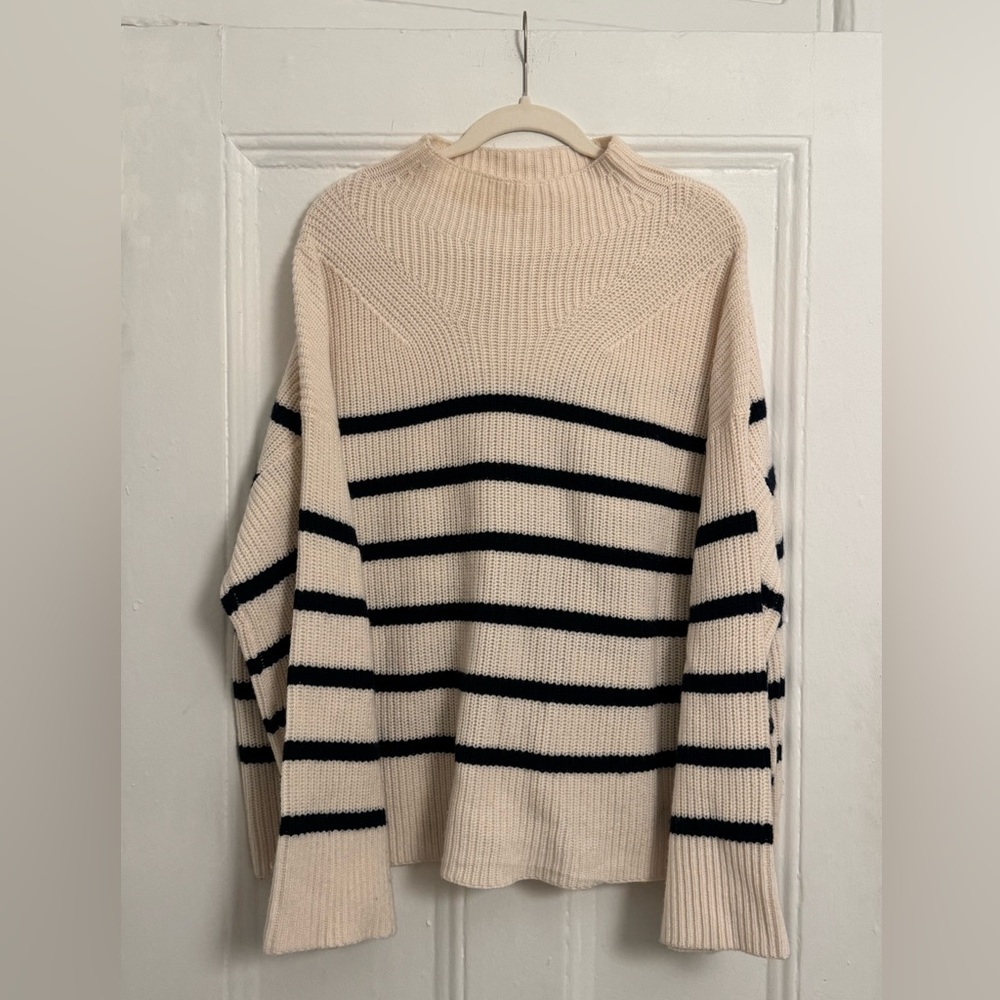 A.L.C. Merino Wool Striped Turtleneck Sweater
